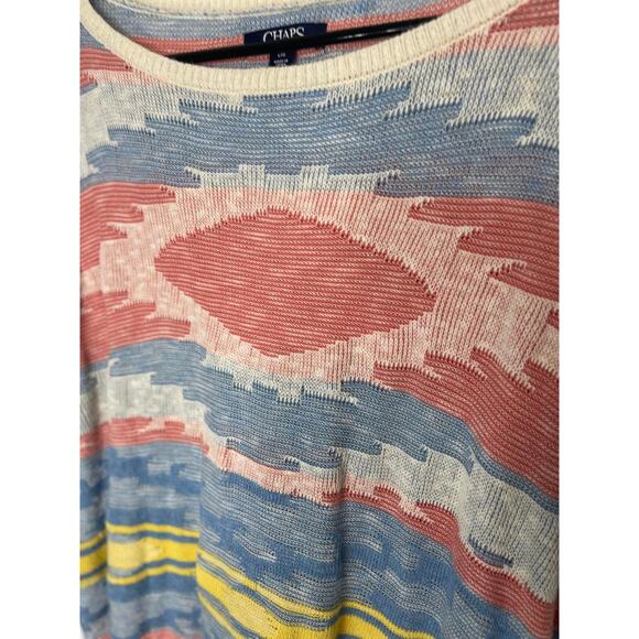 Chaps sweater knit women's large pink blue tunic length light weight soft - Picture 2 of 16